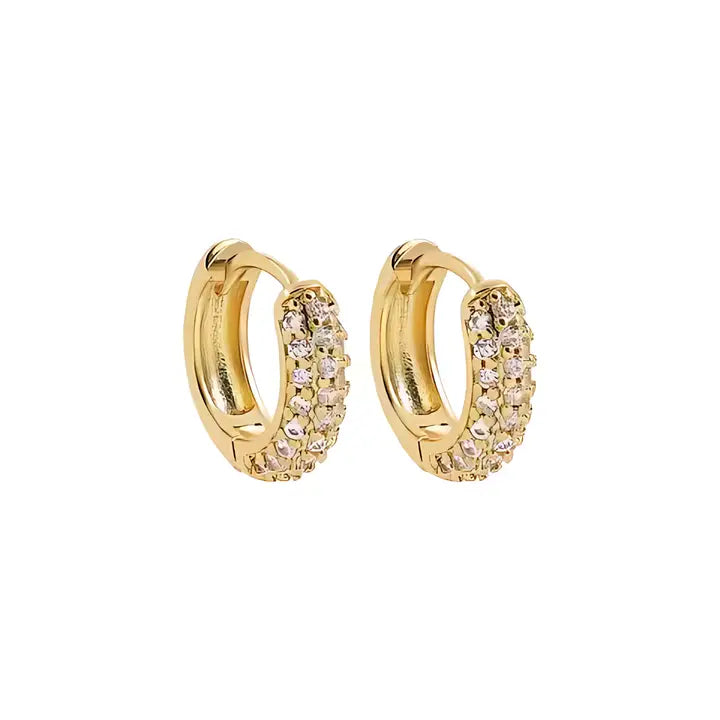 Layla Pave Hoops ~ 18k Gold Plated Stainless Steel image 0