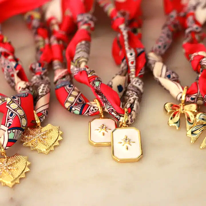 Rodeo Rose Scarf Necklace with White Radiance Charm image 0