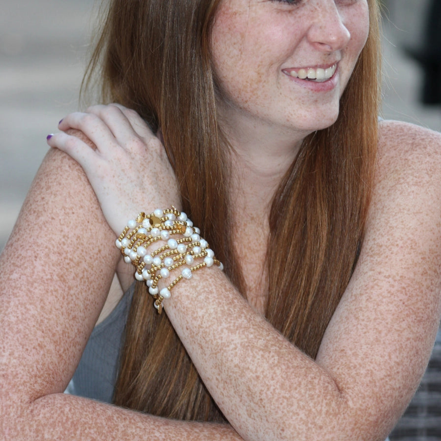 Freshwater Pearl Bracelet~ 18k Gold Plated Stainless Steel image 0