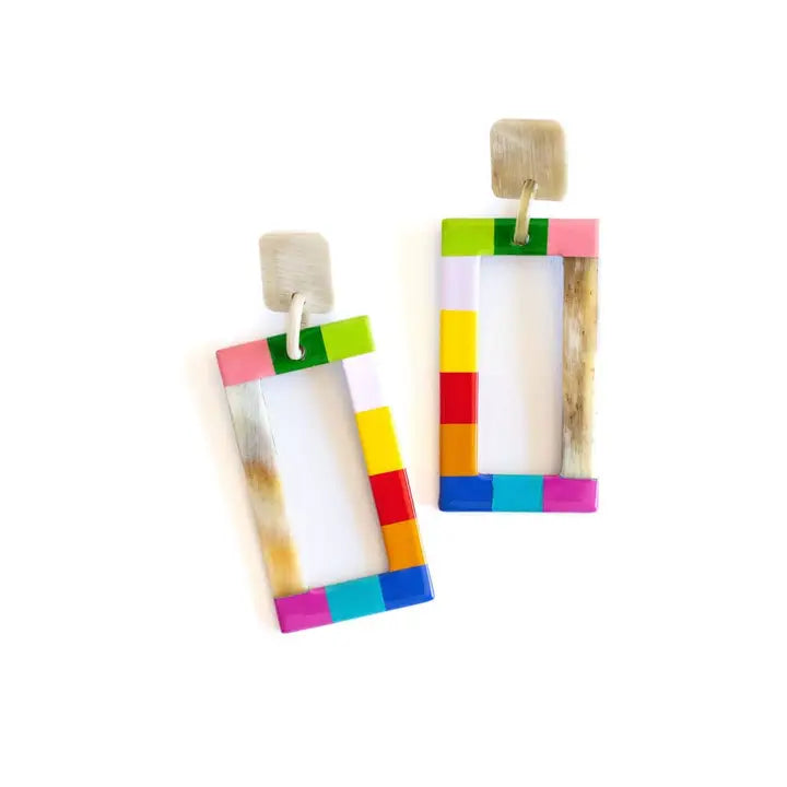 Rainbow Colorblock Earrings image 0