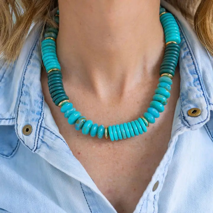 Turquoise & Teal Resin Necklance image 1