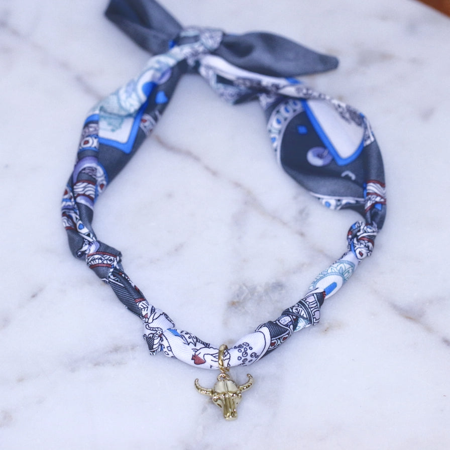 No Bull in Gray Scraf Necklace image 1