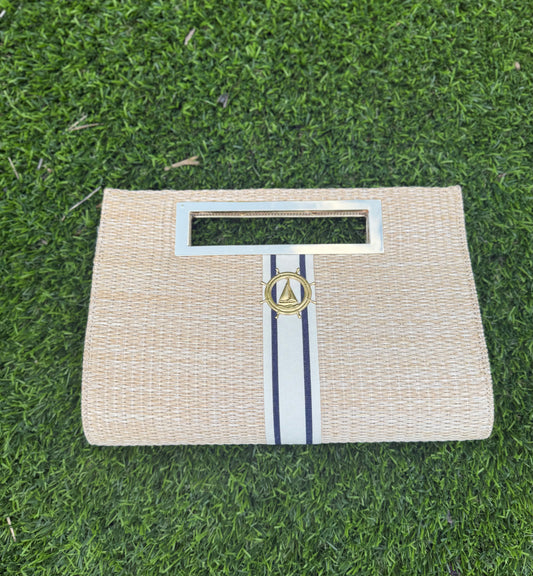 Denim Stripe Sailboat & Wheel Clutch image 0