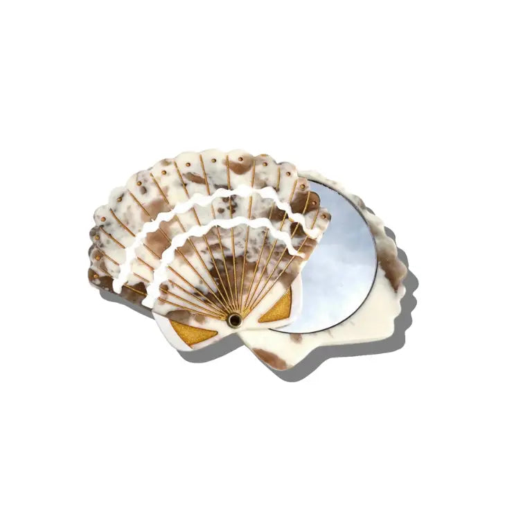 Hand-Painted Seashell Compact Mirror image 0