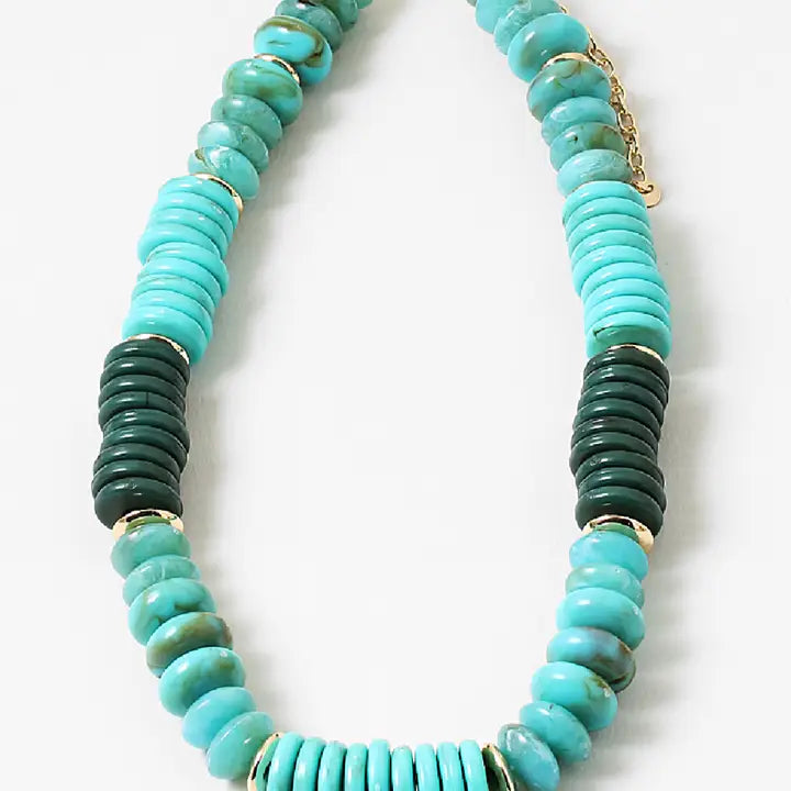 Turquoise & Teal Resin Necklance image 0