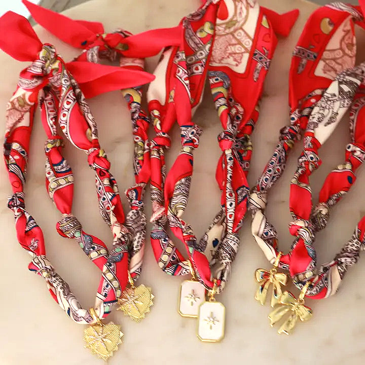 Rodeo Rose Scarf Necklace with White Radiance Charm image 1