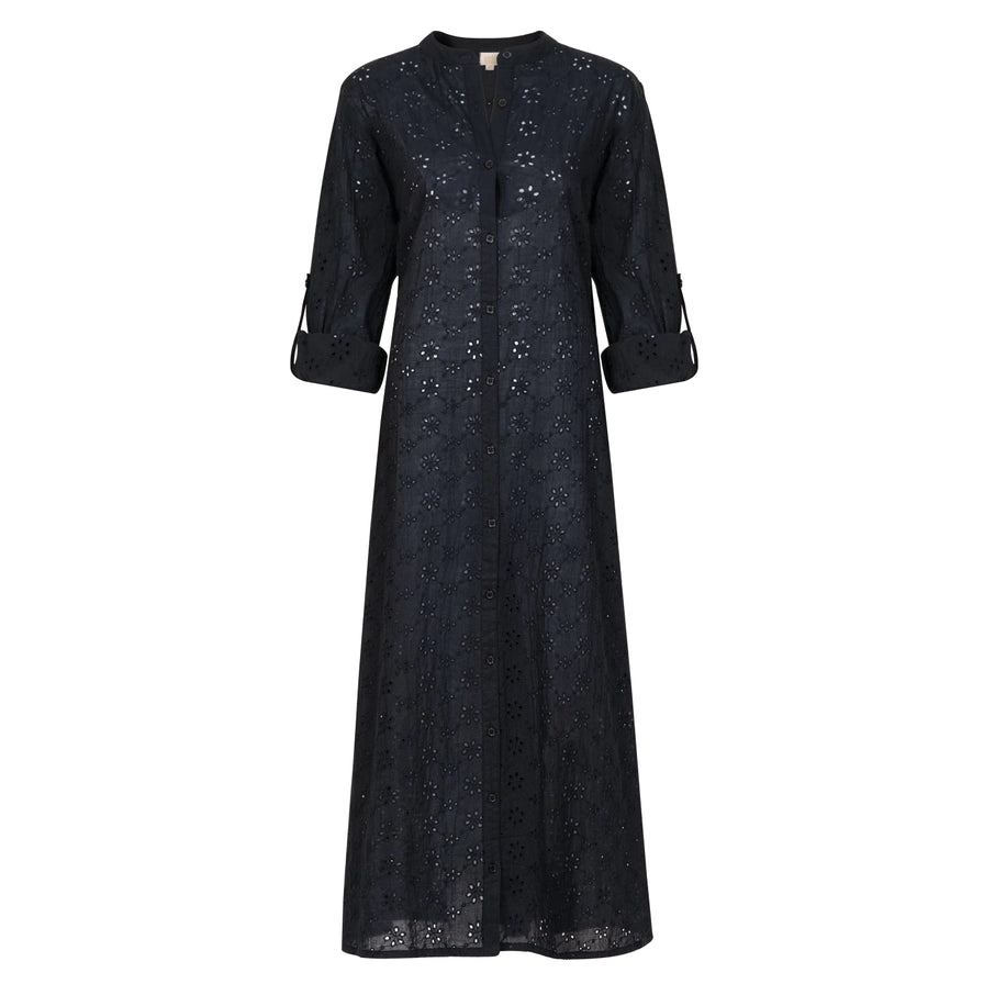 Black Eyelet Button Up Dress image 3