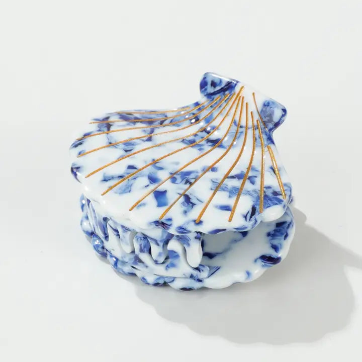 Coastal Blue Seashell Claw Clip image 1