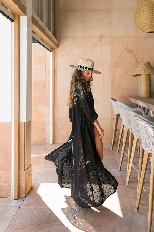 Black Eyelet Button Up Dress image 5