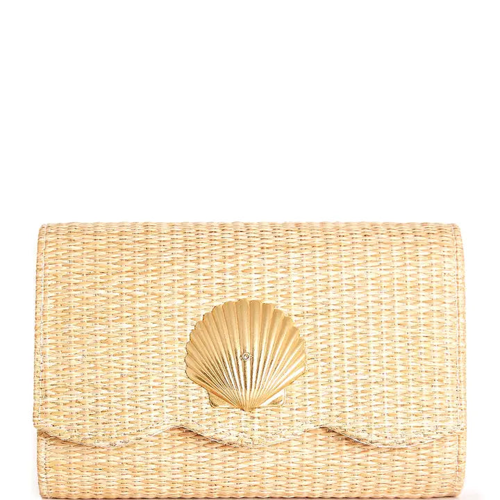 Scalloped Ruby Straw Clutch image 0