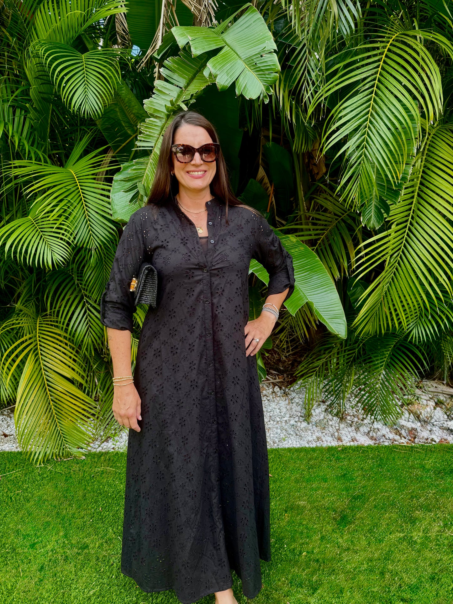 Black Eyelet Button Up Dress image 1