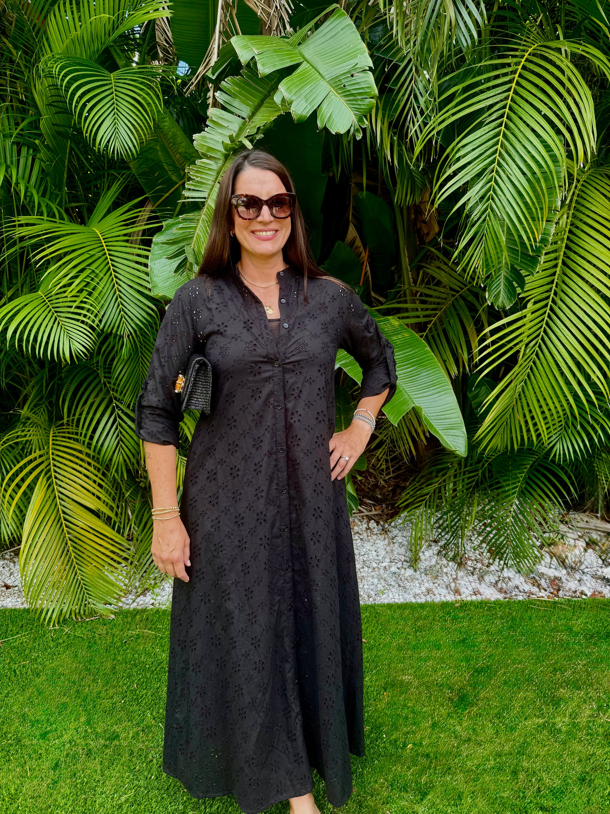 Black Eyelet Button Up Dress image 1