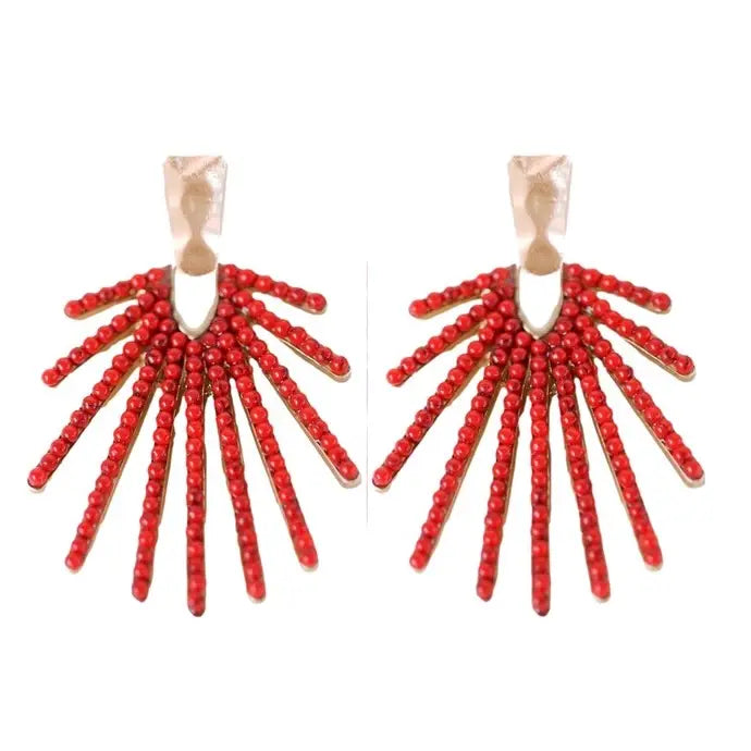 Red Sunburst Earrings image 0