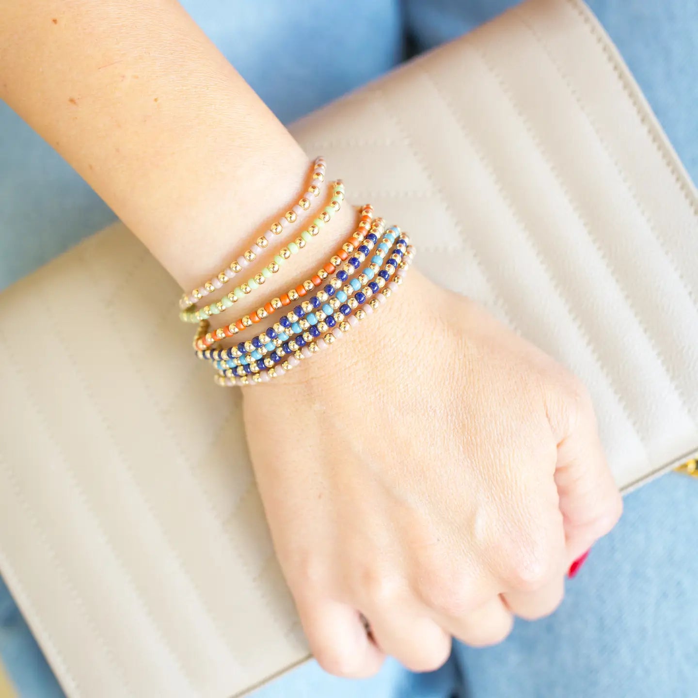 Greenbrier Stackable Gold Beaded Bracelet by Amethyst & Opal image 2