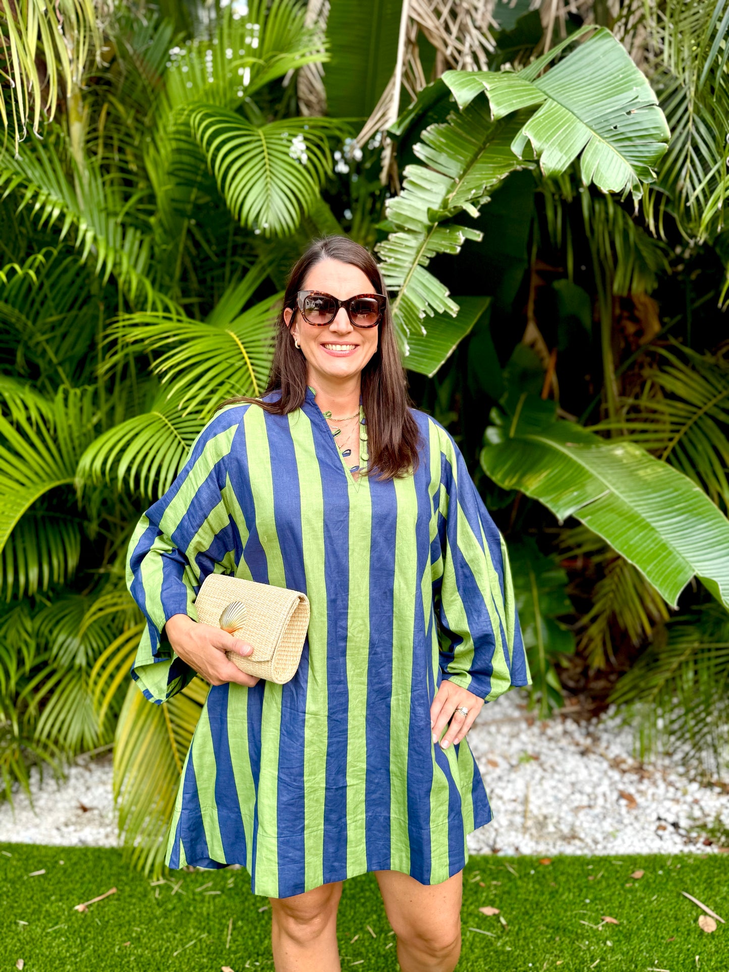Libby Caftan (Olive Green/ Navy)