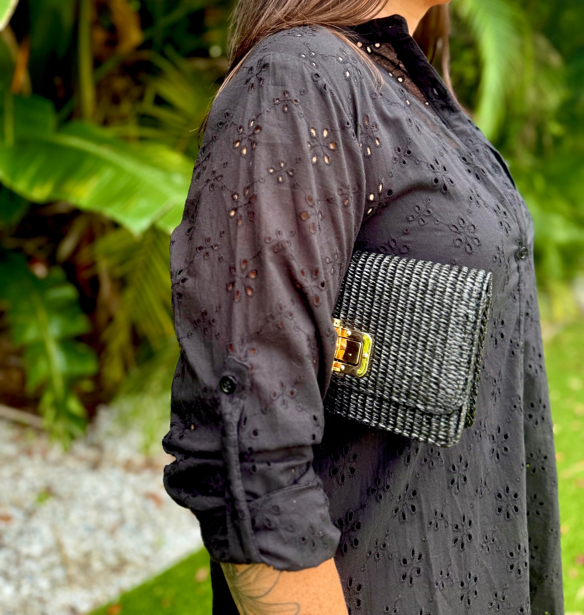 Black Eyelet Button Up Dress image 2