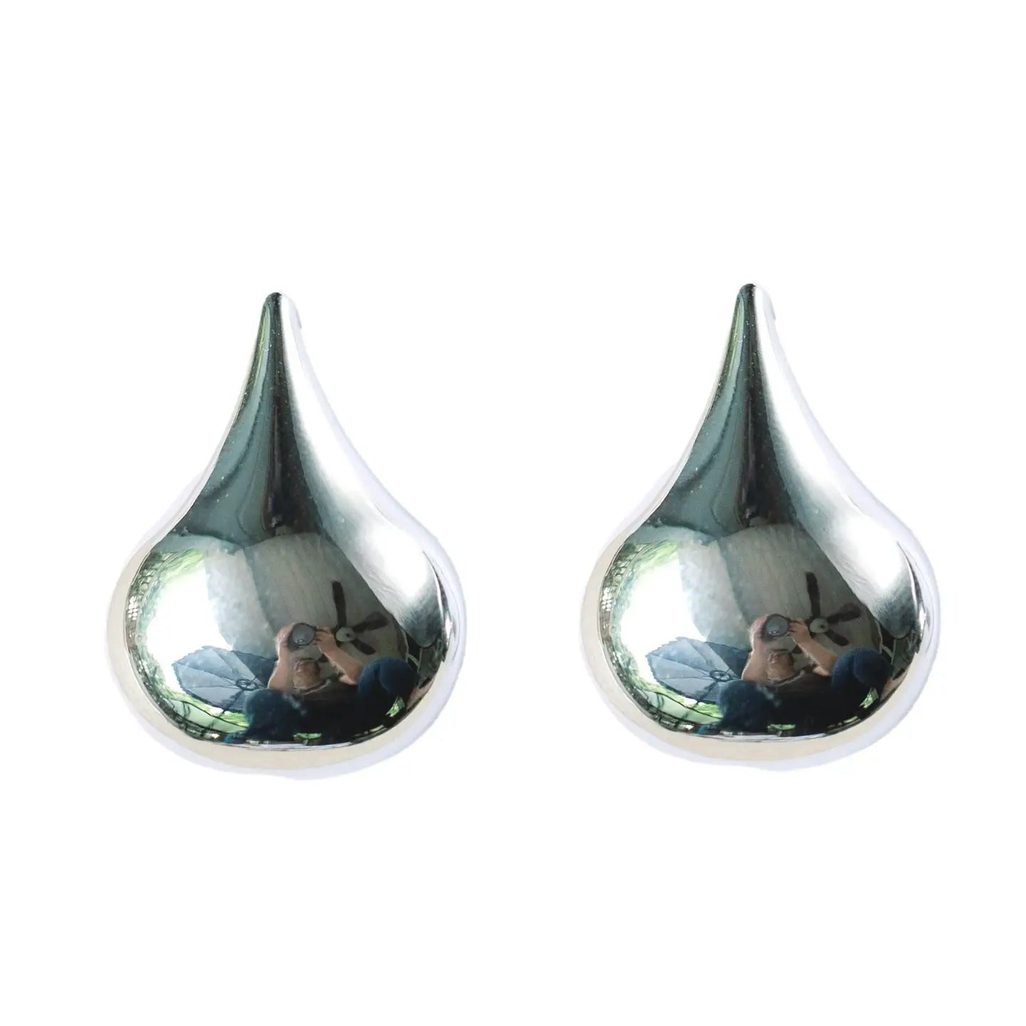 Silver Teardrop Statement Studs image 0