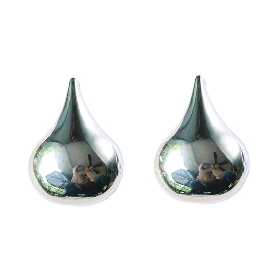 Silver Teardrop Statement Studs image 0