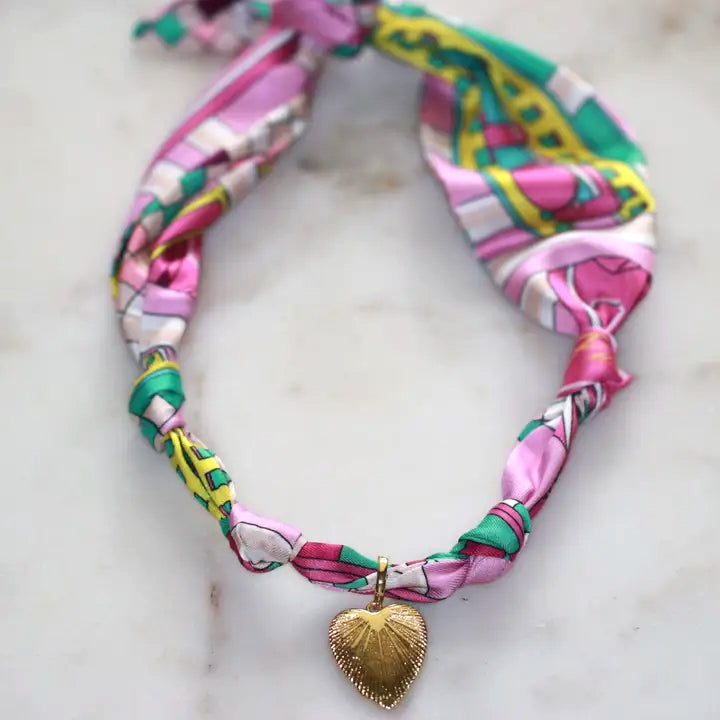 Pretty in Purples Scarf Necklace with Heart Charm image 0