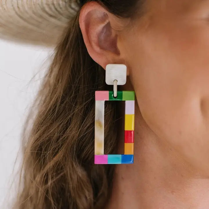 Rainbow Colorblock Earrings image 1