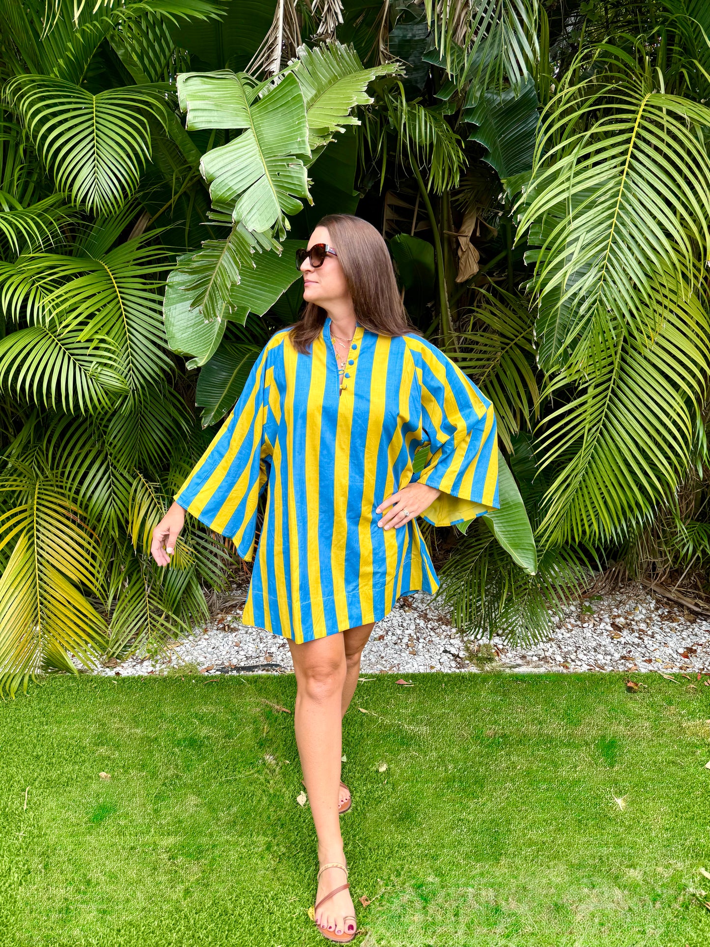 Annie Caftan (Electric Blue/ Gold)