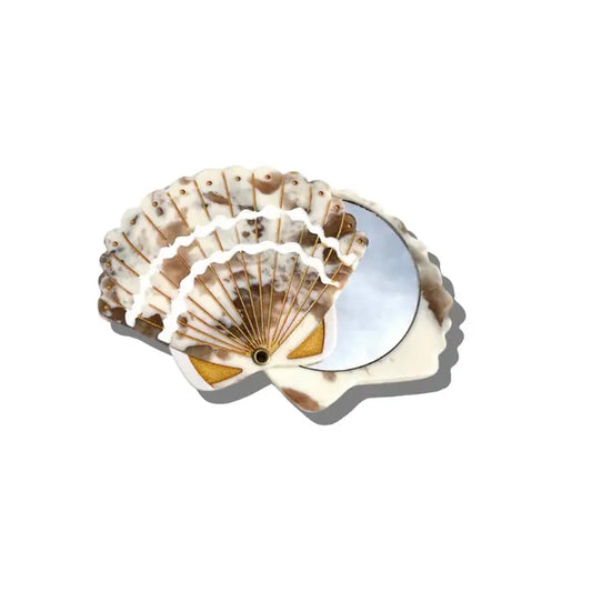 Hand-Painted Seashell Compact Mirror image 0