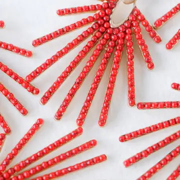 Red Sunburst Earrings image 1