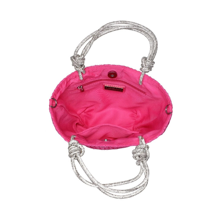 Gaia Straw Mini Tote with Crystal Handles in Pink image 1