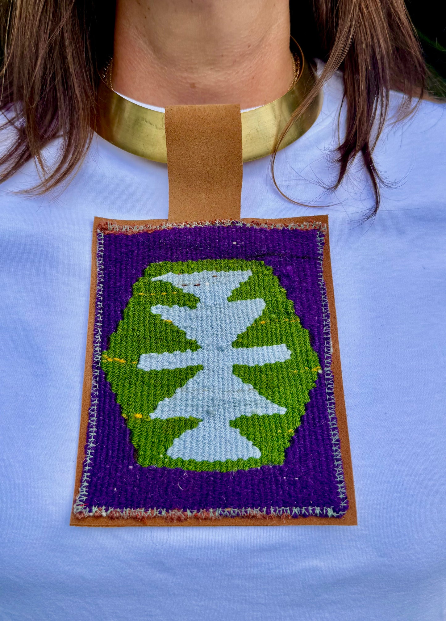 Aspen Pendant OG Brass Neck- Purple, Green, Lt. Blue