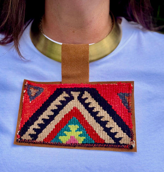 Aspen Pendant OG Brass Neck- Red, Orange, Black, Tan